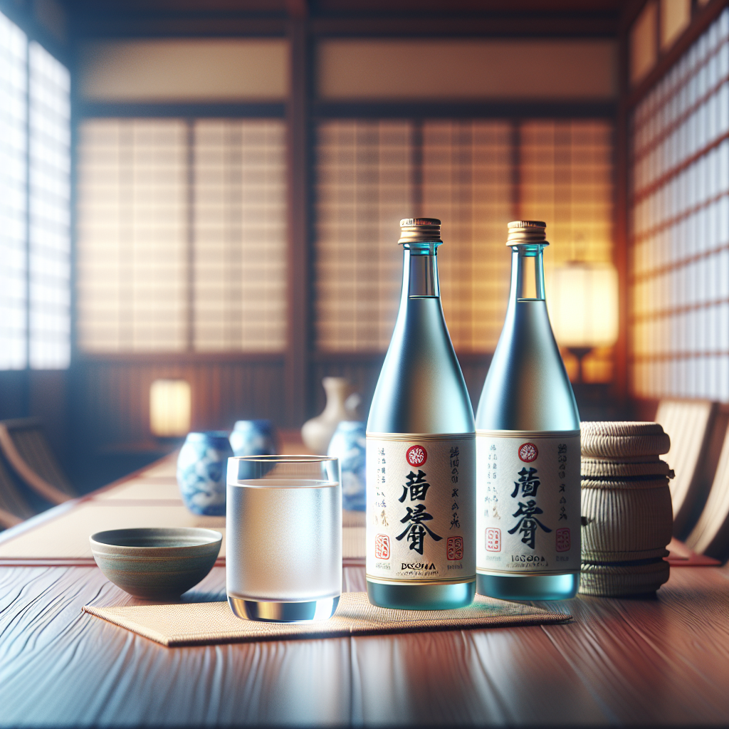 兩瓶清酒與酒杯的擺設